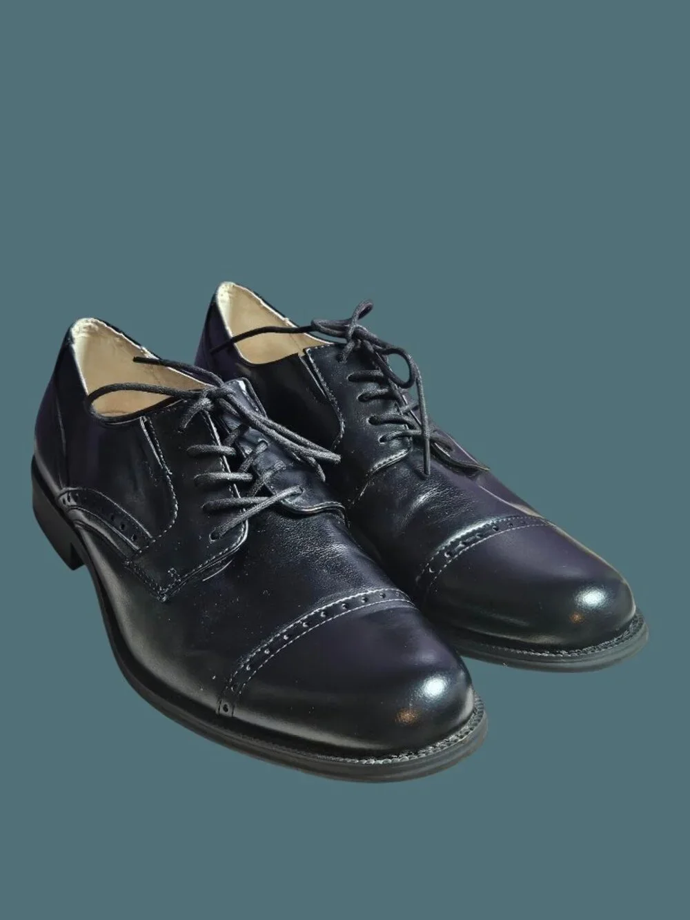 JF J. Ferrar Black Dane Cap Toe Oxford Lace Up Dress Shoes Men Size 10M